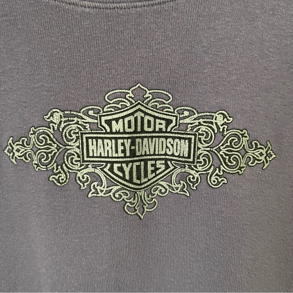 Vintage 1999 Harley Davidson Women's XL Purple Short Sleeve Sweatshirt Santa Fe - Picture 3 of 9